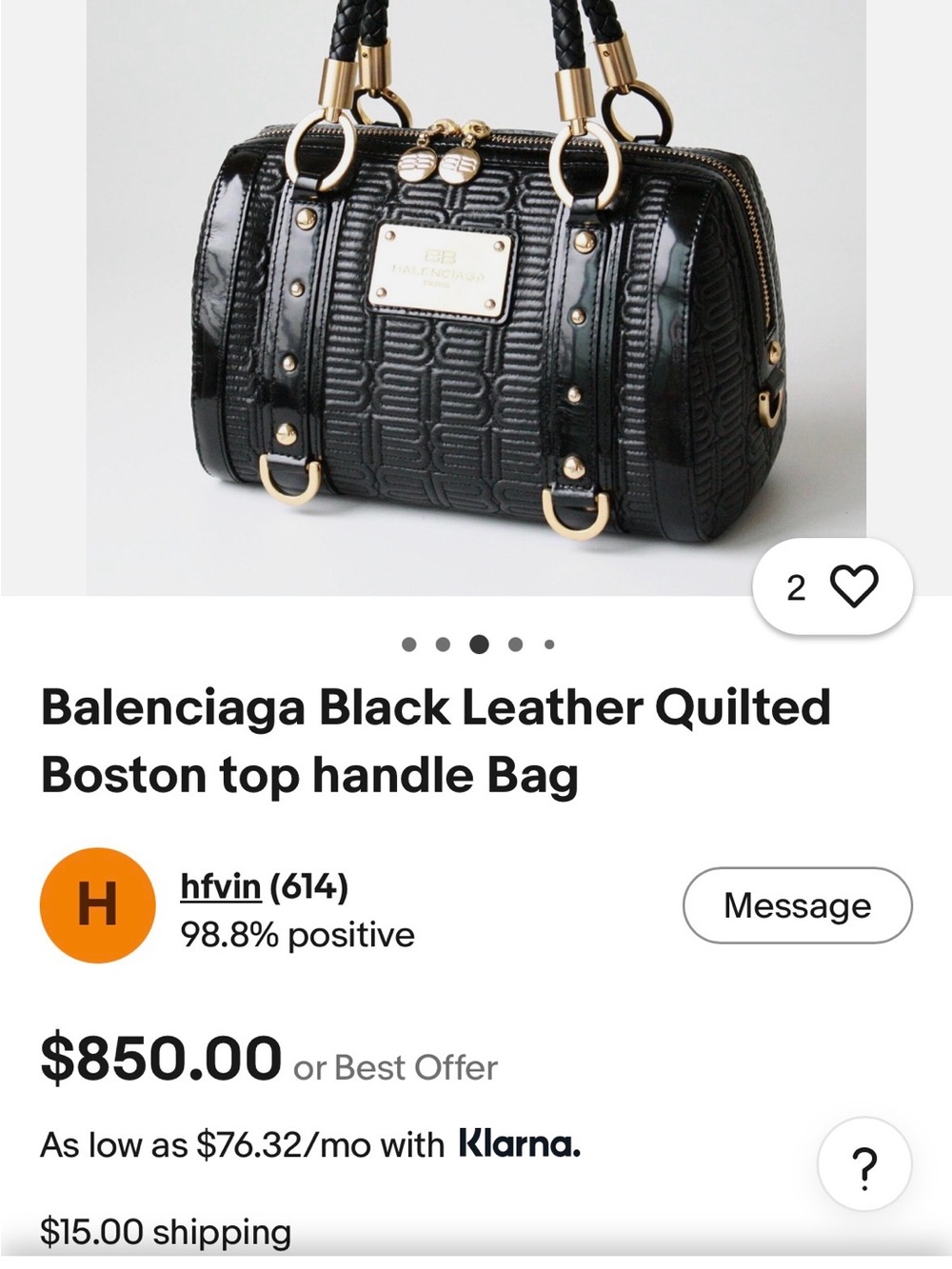 Vintage Balenciaga Black Quilted Patent Leather Satchel with Gold Hardware - Picture 9 of 9